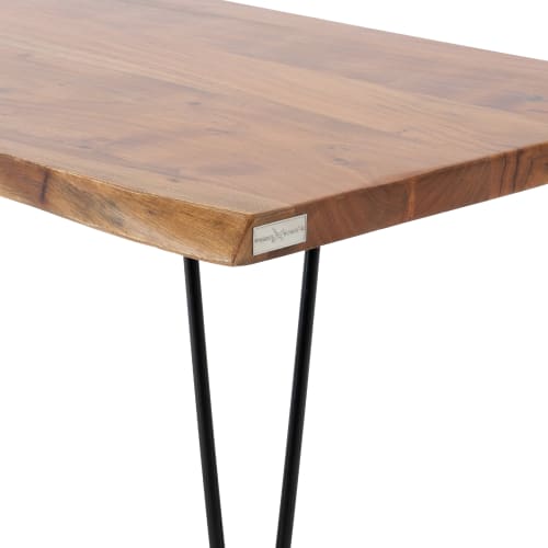 Meubles Tables basses | Table basse en bois d'acacia massif, 110x60x39 cm, noir - LI33327