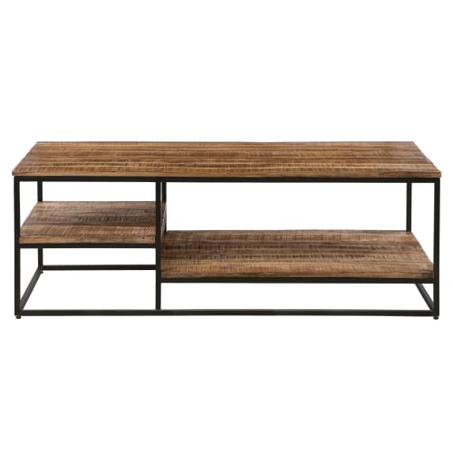 Meubles Tables basses | Table basse, naturel/noir, 120x60 cm, en bois et métal - KV55857