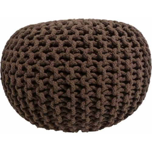 Canapés et fauteuils Poufs | Pouf rond en laine tricot marron - RI31504