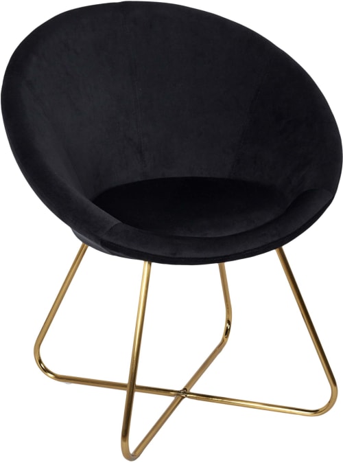 Canapés et fauteuils Fauteuils | Fauteuil en métal et tissu effet velours Karl noir - FG09028