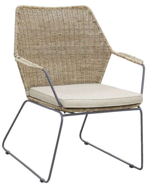 Canapés et fauteuils Fauteuils | Fauteuil en poelet gris et métal - QP82304