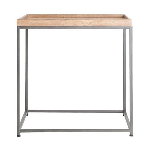 Muebles Mesas auxiliares | Mesa auxiliar de madera y hierro en marrón 60x60x65 - NG46851