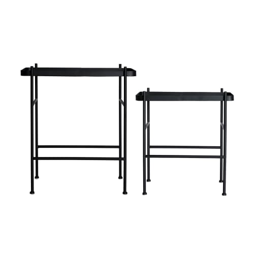 Muebles Mesas auxiliares | Mesa auxiliar de hierro en gris y negro 55x38x60 - XY23649