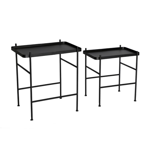 Muebles Mesas auxiliares | Mesa auxiliar de hierro en gris y negro 55x38x60 - XY23649