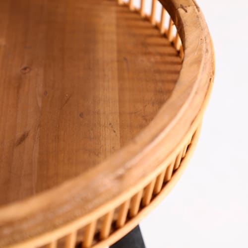 Muebles Mesas auxiliares | Mesa auxiliar de bambú en negro y marrón 50x50x51 - WY06117