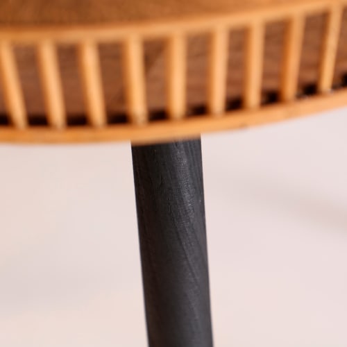 Muebles Mesas auxiliares | Mesa auxiliar de bambú en negro y marrón 50x50x51 - WY06117