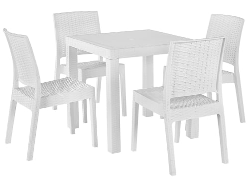 Jardin Ensemble table et chaises de jardin | Ensemble de jardin blanc 4 places - HT58702