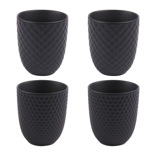 Art de la table Bols, tasses et mugs | Coffret de 4 gobelets à thé snow black mat  20 cl en porcelaine  noir - OC38245