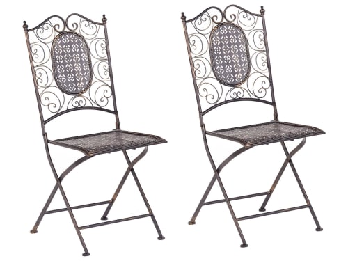 Jardin Chaises de jardin | Lot de 2 chaises de jardin en acier noir - NC97501