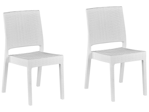 Jardin Chaises de jardin | Lot de 2 chaises de jardin blanches - PE47795