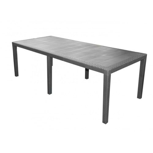 Jardin Tables de jardin | Table de jardin rectangulaire effet rotin gris anthracite L220cm - ZN05935