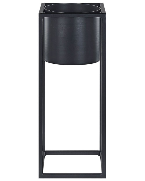 Macetero de poliratán negro para interior y exterior H 30 cm