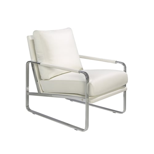 Canapés et fauteuils Fauteuils | Fauteuil tapissé en éco-cuir avec structure en acier chromé - VS90484