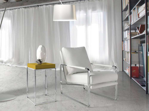 Canapés et fauteuils Fauteuils | Fauteuil tapissé en éco-cuir avec structure en acier chromé - VS90484
