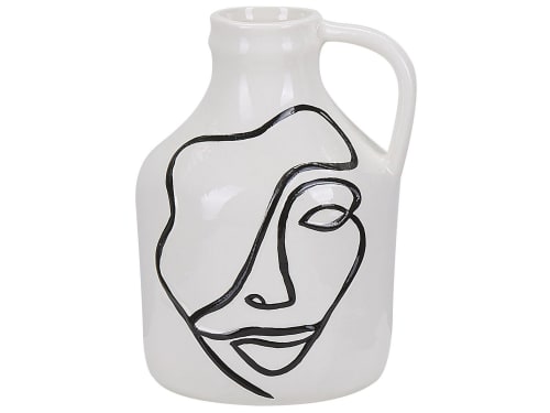 Déco Vases | Vase à fleurs blanc motif visage 19 cm - UR84150
