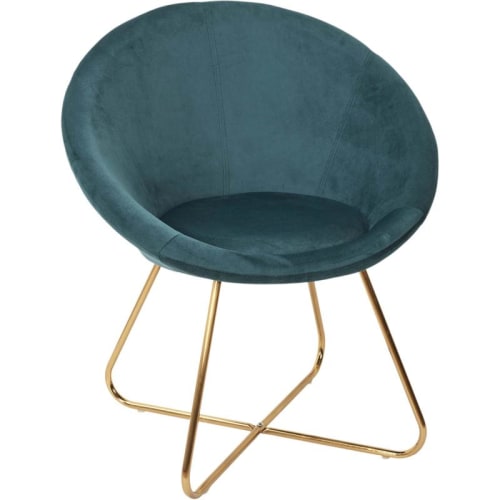 Canapés et fauteuils Fauteuils | Fauteuil en métal et tissu Karl bleu canard - AM18437