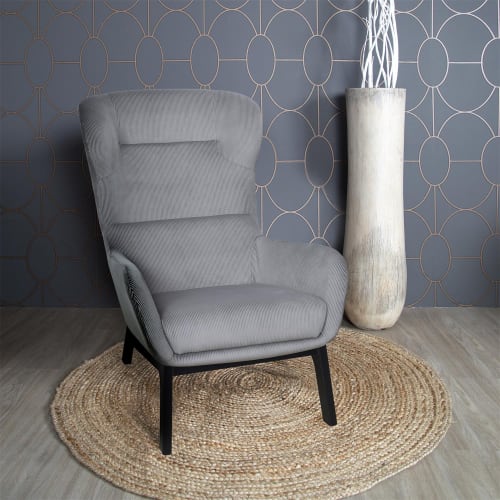 Canapés et fauteuils Fauteuils | Fauteuil en velours côtelé gris souris - FM62849