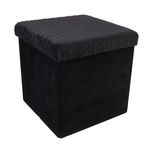 Canapés et fauteuils Poufs | Pouf coffre pliable motif nid d'abeille noir - WO69926