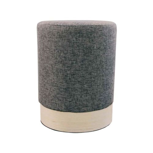 Canapés et fauteuils Poufs | Pouf scandinave en tissu base bois 30 cm gris anthracite - CW16467