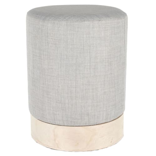 Canapés et fauteuils Poufs | Pouf scandinave en tissu base bois 30 cm gris clair - AQ63765