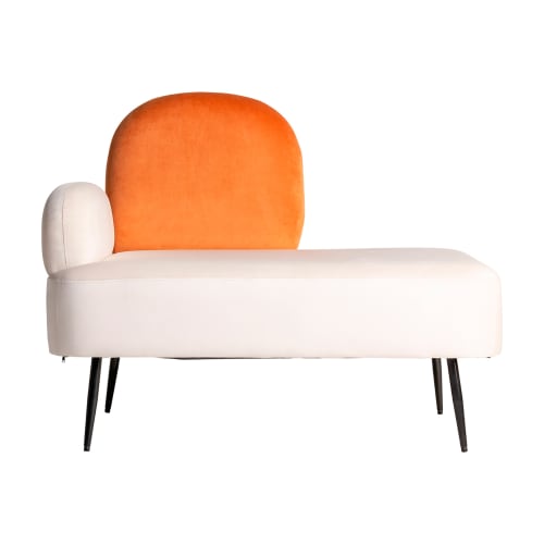 Canapé en velours et fer en orange et blanc 122x75x95 cm | Maisons du Monde