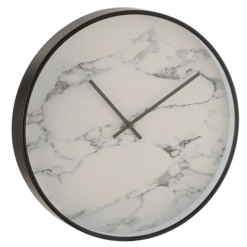 Déco Horloges murales et horloges à poser | Horloge murale ronde noire fond effet marbre blanc D40cm - MR79738