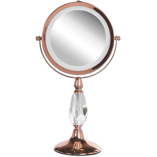 Déco Miroirs | Miroir de maquillage avec LED ø 18 cm rose doré - UQ16947