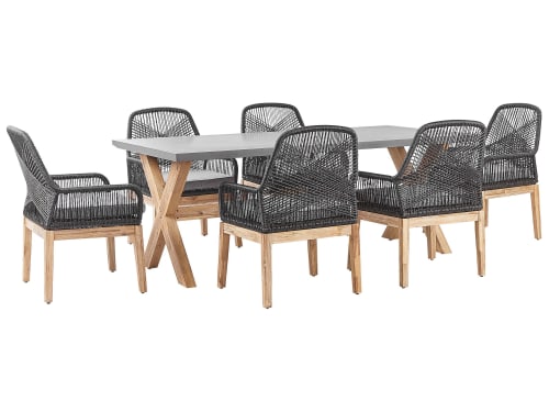 Conjunto de jardín mesa oval 220x115 y 6 sillas ratán sintético - Riviera &  Bolonia