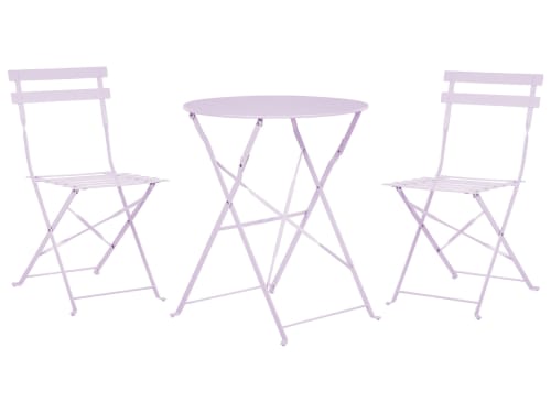 Jardin Ensemble table et chaises de jardin | Ensemble bistrot avec table et 2 chaises violet - KI06081