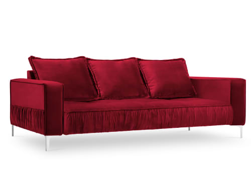 Canapé 3 places en velours rouge