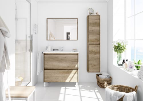 Dmora Colonna bagno Hollywood, Mobile a colonna per bagno a 2 ante, Armadio  pensile sospeso con