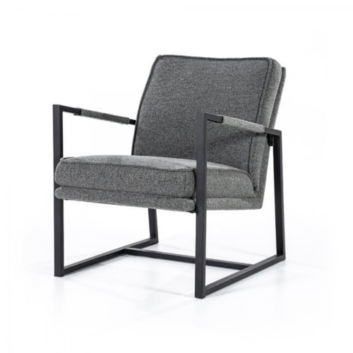 Canapés et fauteuils Fauteuils | Fauteuil minimaliste en métal noir et tissu gris foncé - SQ50804