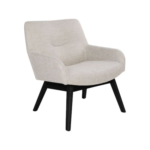 Canapés et fauteuils Fauteuils | Fauteuil lounge en tissu pieds bois noir beige - KA24908