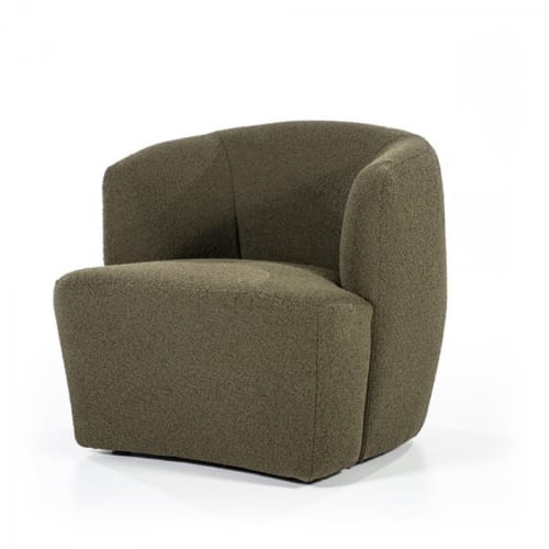 Canapés et fauteuils Fauteuils | Fauteuil rond avec accoudoirs en tissu vert - KO41436