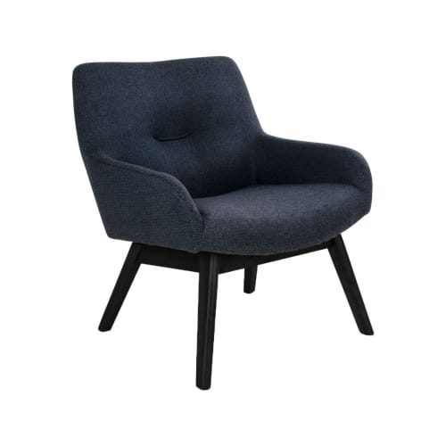 Canapés et fauteuils Fauteuils | Fauteuil lounge en tissu pieds bois noir bleu - YN38365