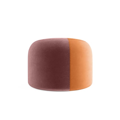 Canapés et fauteuils Poufs | Pouf rond en velours bicolore ocre - MF94587