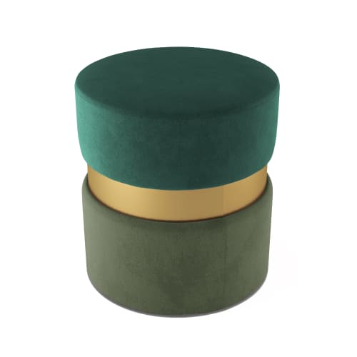 Canapés et fauteuils Poufs | Pouf contemporain, bicolore vert et métal or - RU60032