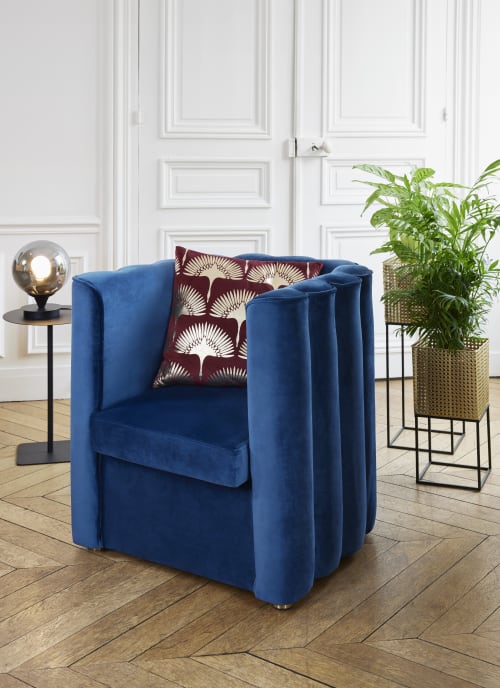 Canapés et fauteuils Fauteuils | Fauteuil vintage en velours bleu nuit - EG41138