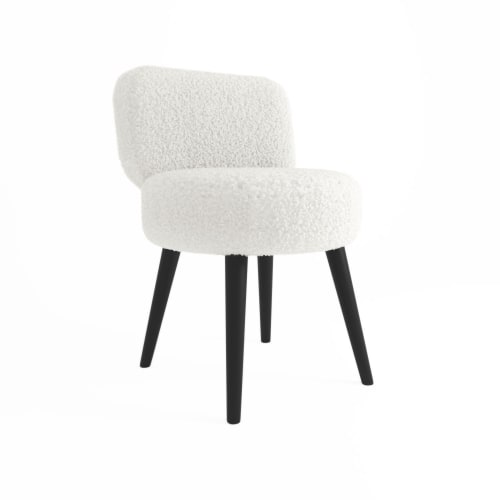 Canapés et fauteuils Fauteuils | Petit fauteuil écru en tissu effet laine bouclée - AL59654