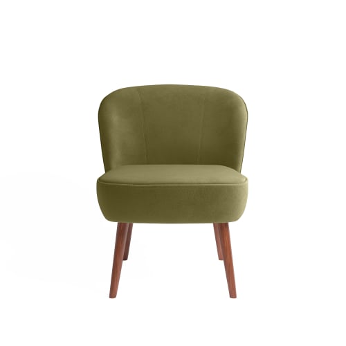 Canapés et fauteuils Fauteuils | Petit fauteuil de salon en velours vert kaki - BK06589