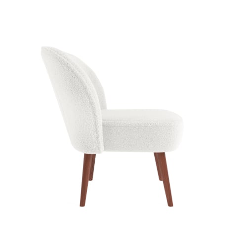 Canapés et fauteuils Fauteuils | Petit fauteuil de salon, blanc effet laine bouclée - EX38588
