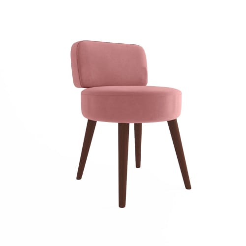 Petit fauteuil en velours rose vintage