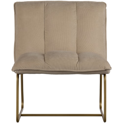 Canapés et fauteuils Fauteuils | Fauteuil en tissu côtelé beige pieds métal doré - FC10559