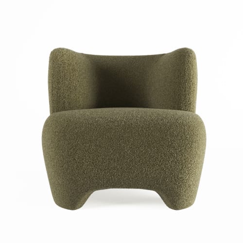 Canapés et fauteuils Fauteuils | Fauteuil en laine bouclée vert kaki - UR26121