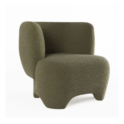 Canapés et fauteuils Fauteuils | Fauteuil en laine bouclée vert kaki - UR26121