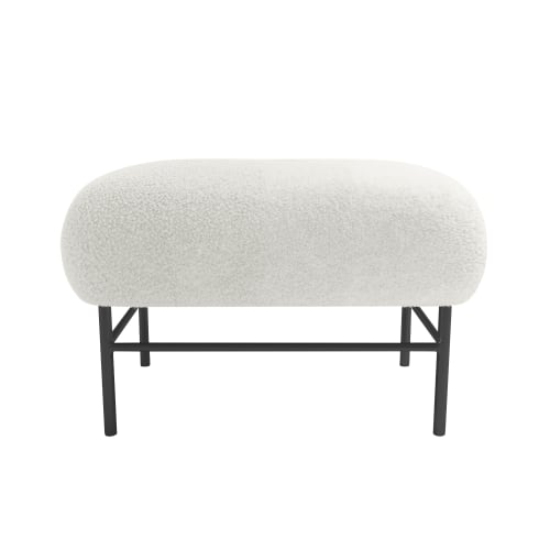 Canapés et fauteuils Banquettes | Banquette blanche effet laine bouclée et métal noir - NN69560