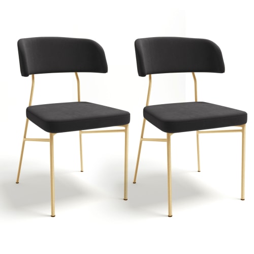 Meubles Chaises | Lot de 2 chaises en velours noir - ON71678