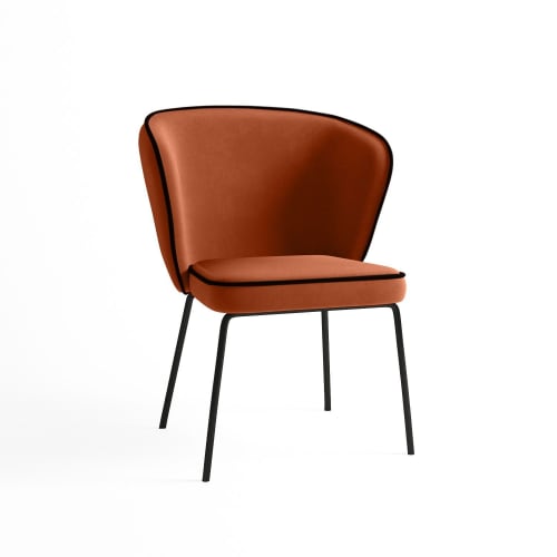 Meubles Chaises | Chaise en velours avec détail liseré ocre - QJ92131