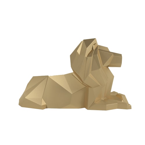 Déco Statuettes et figurines | Lion décoratif or, statuette origami en polyrésine - HF49290