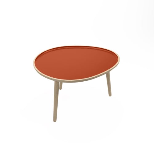 Meubles Tables basses | Table basse en bois et peinture céramique ocre - FV10127